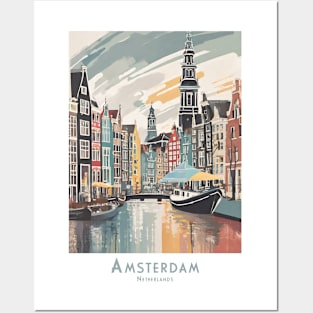 Vintage Amsterdam Netherlands Canal Serenity Posters and Art